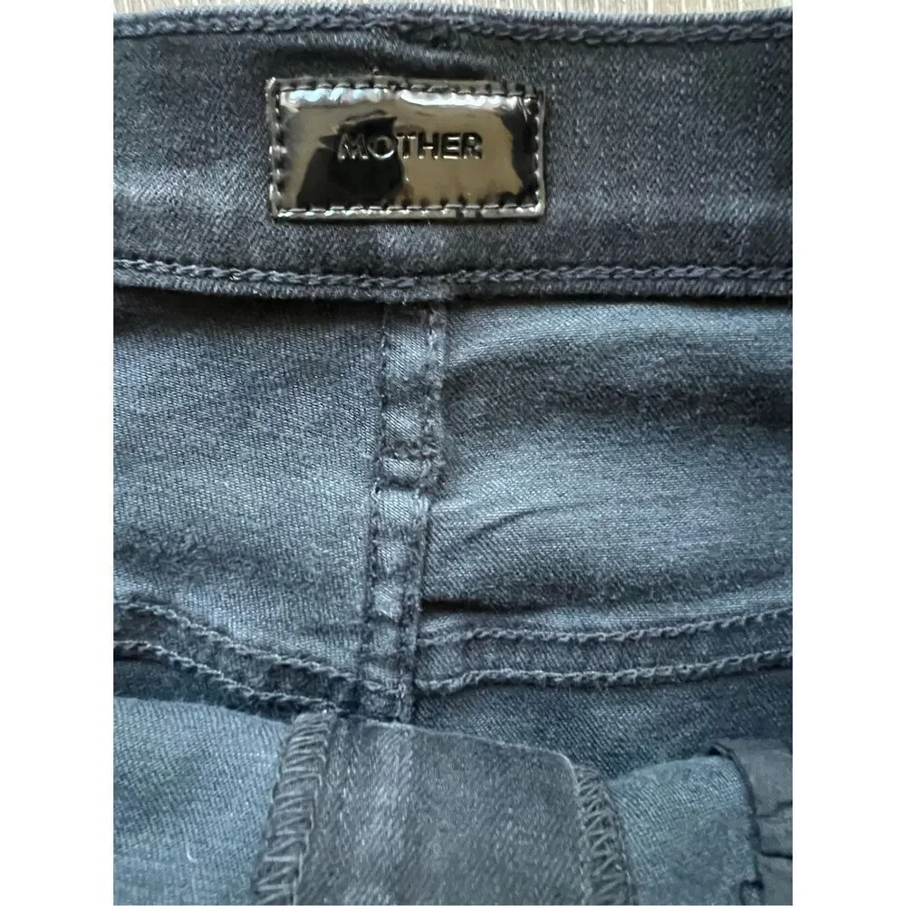 Mother Jeans - The Swooner Ankle Skinny Jeans - Black Wet Paint Coated Size 31